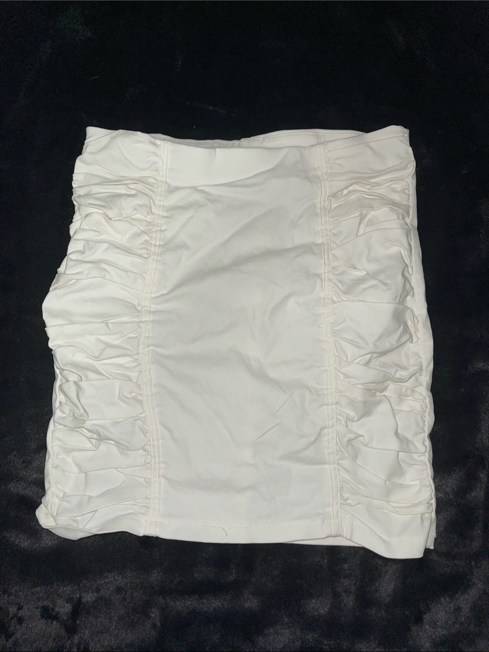 Fashion Nova White Ruched Pencil Mini Skirt